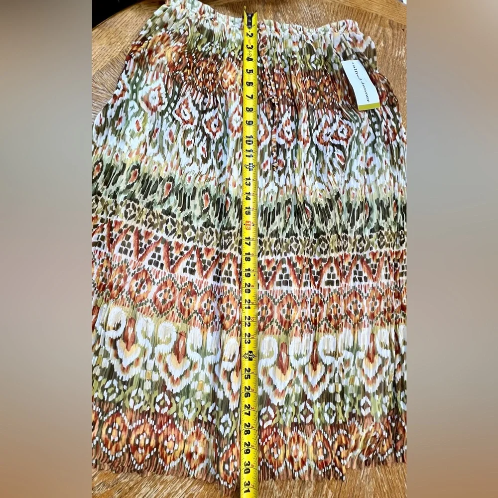 VINTAGE earthy tribal print long‎ maxi skirt elastic drawstring waist 90s y2k